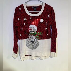 United States Sweaters Red and White Snowman Sweater